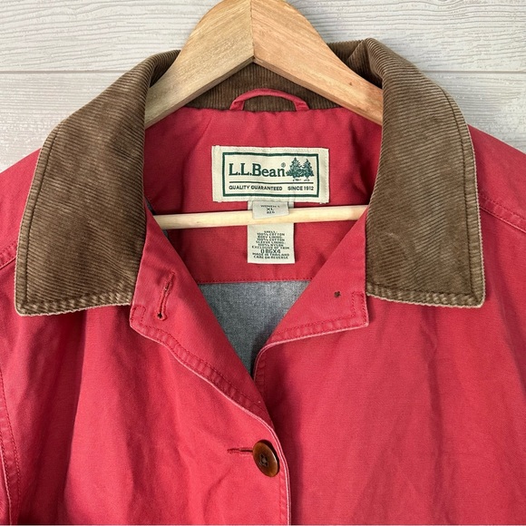 L.L. Bean Red Utility Jacket with Brown Collar - Picture 3 of 6